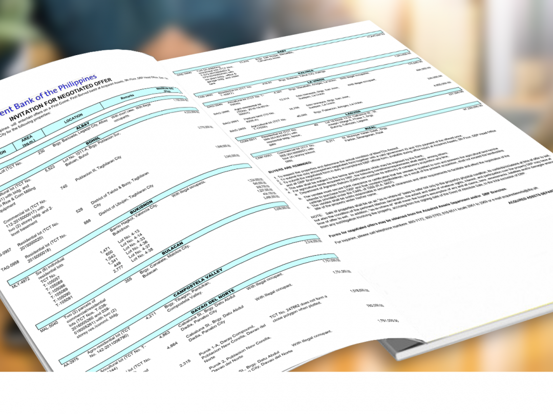 Properties for Sale Development Bank of the Philippines